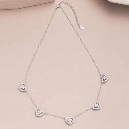[LuckyStar]Sparkling Five Heart Necklace