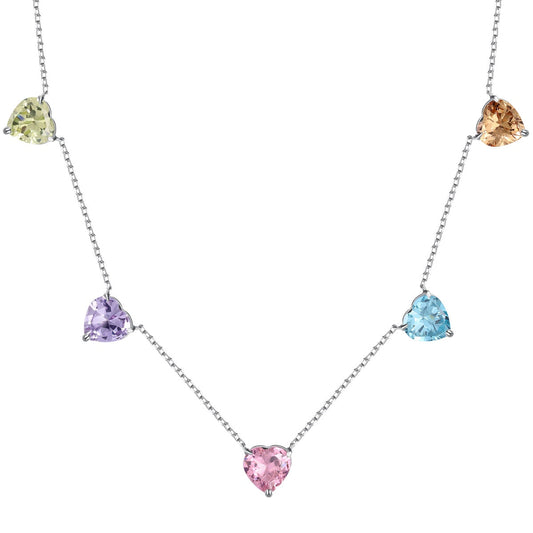 [LuckyStar]Sparkling Colorful Heart Cut Necklace