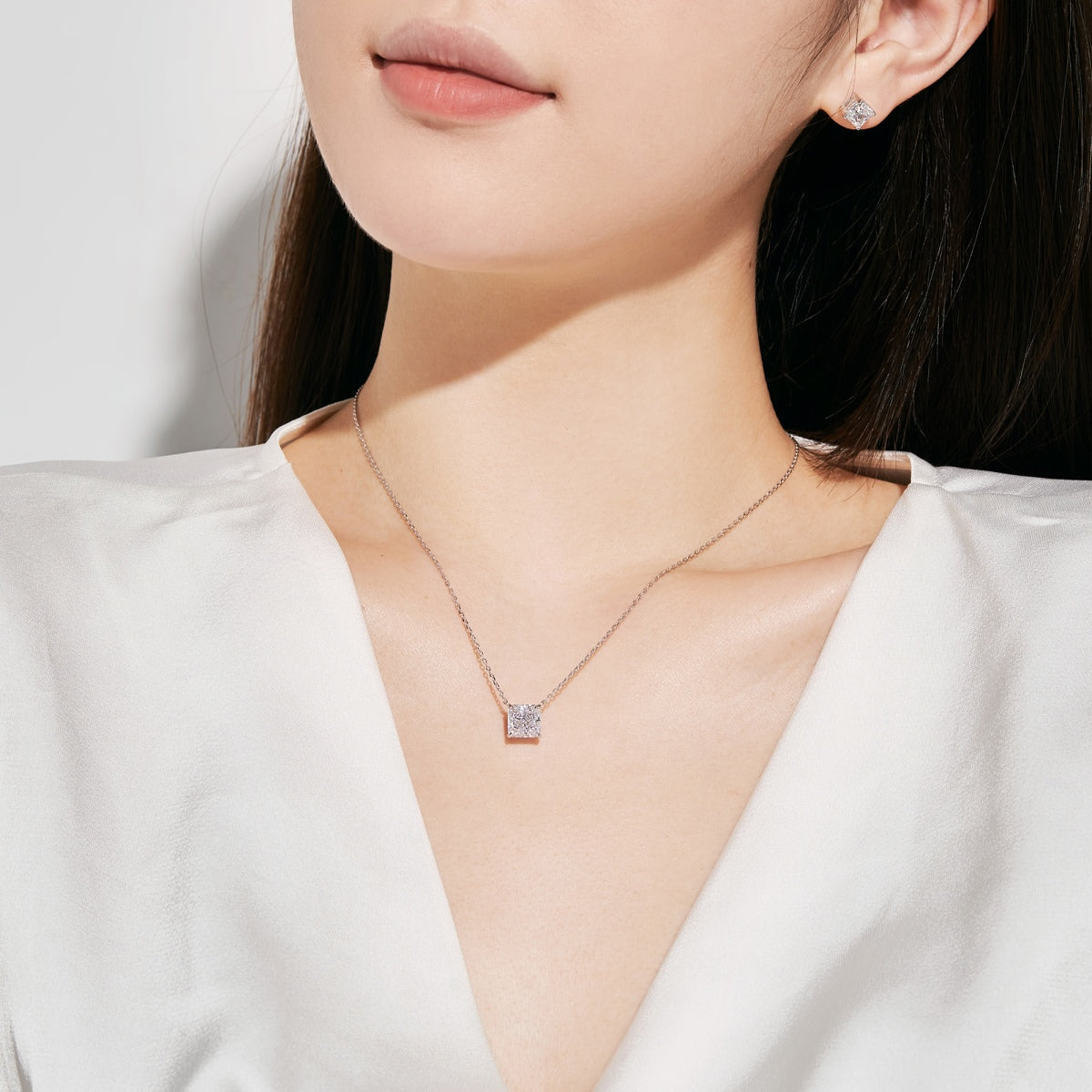 [LuckyStar]1.0 Carat Radiant Princess Cut Wedding Earrings