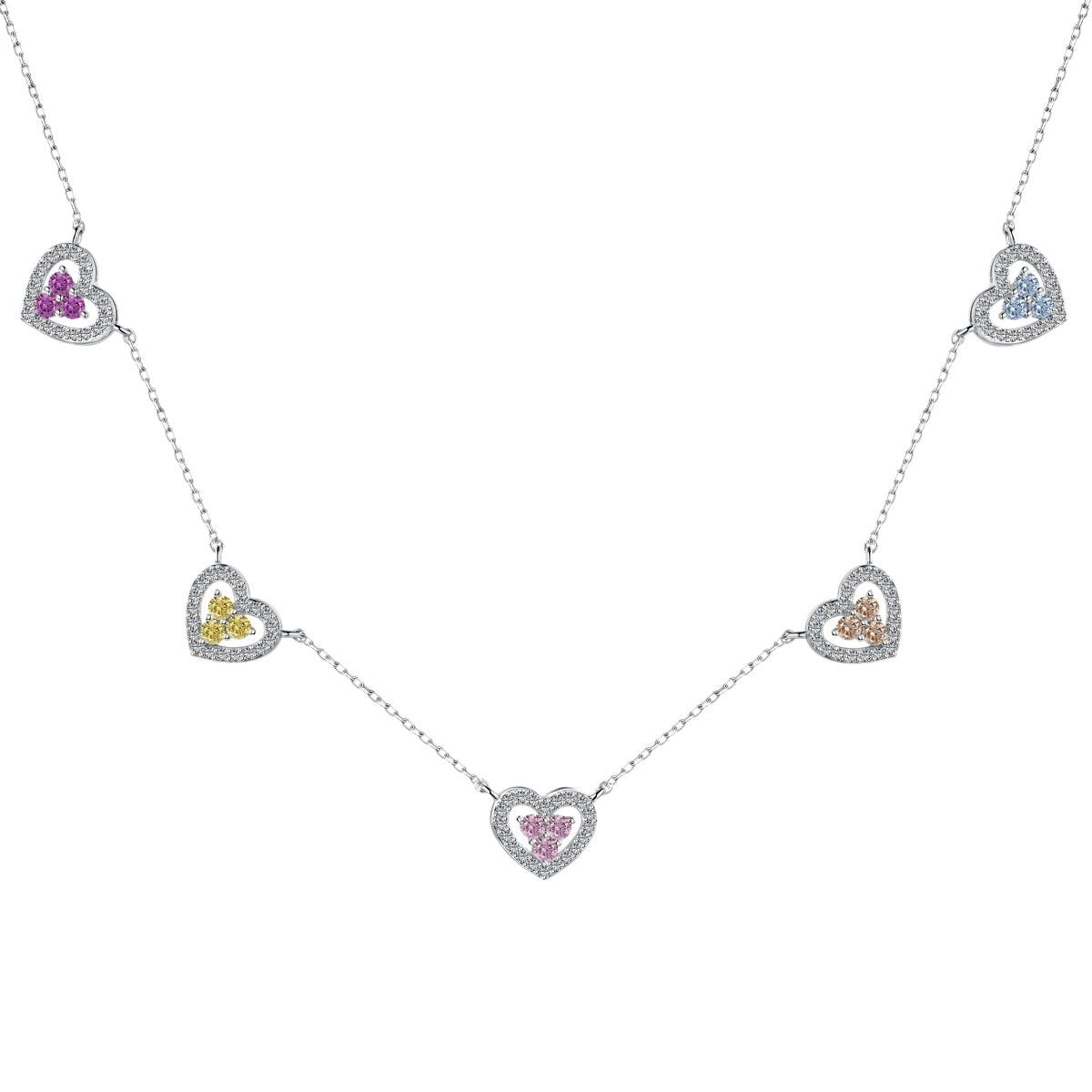 [LuckyStar]Sparkling Five Heart Necklace