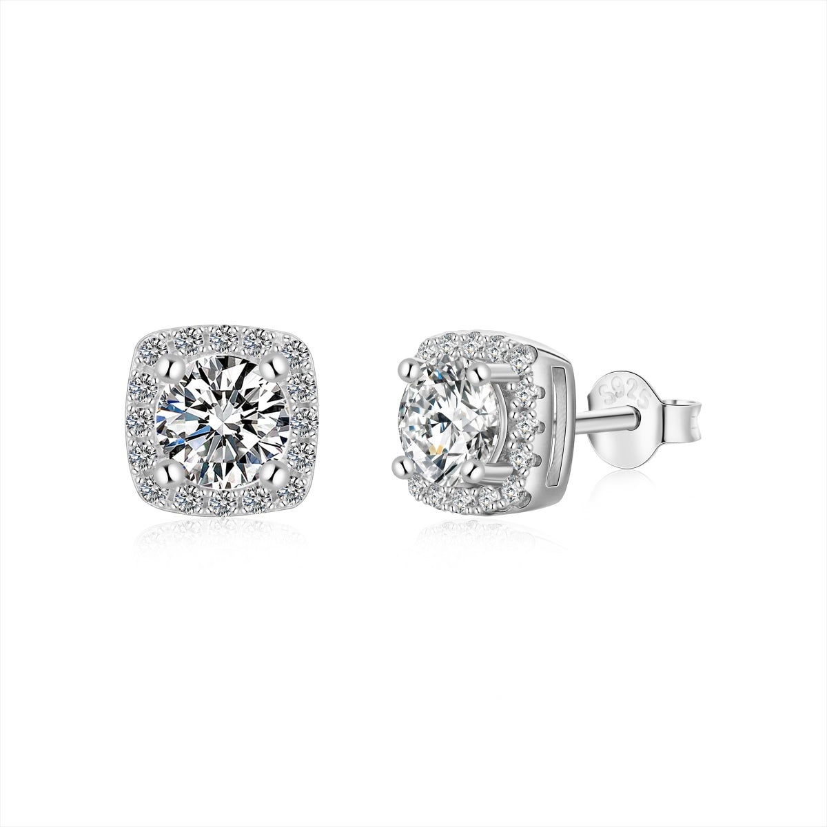 [LuckyStar]Classic Round Center Stone Stud Earrings
