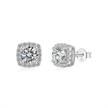 [LuckyStar]Classic Round Center Stone Stud Earrings
