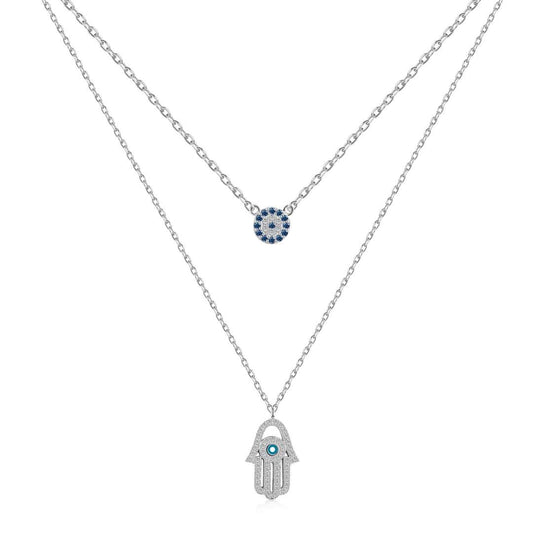 [LuckyStar]Demon Eye Hamsa Palm Necklace