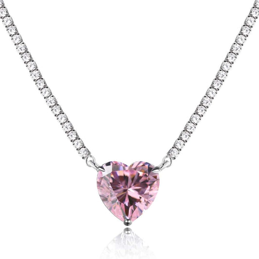 [LuckyStar]8.0 Carat Versatile Colorful Sweet Heart-Shaped Tennis Necklace