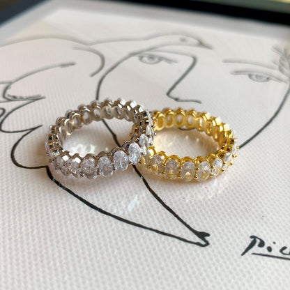 [LuckyStar]Ornate Oval Cut Tennis Ring