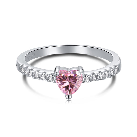[LuckyStar]0.5 Carat CaratEternity Charming Heart Shape Lover Ring