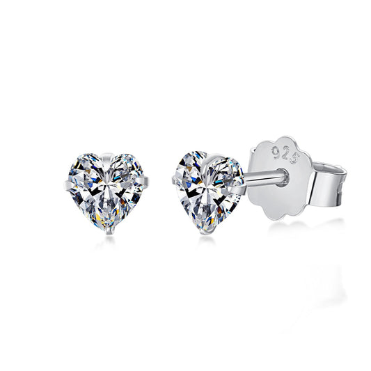 [LuckyStar]Sparkling Heart Shaped Simple Earrings