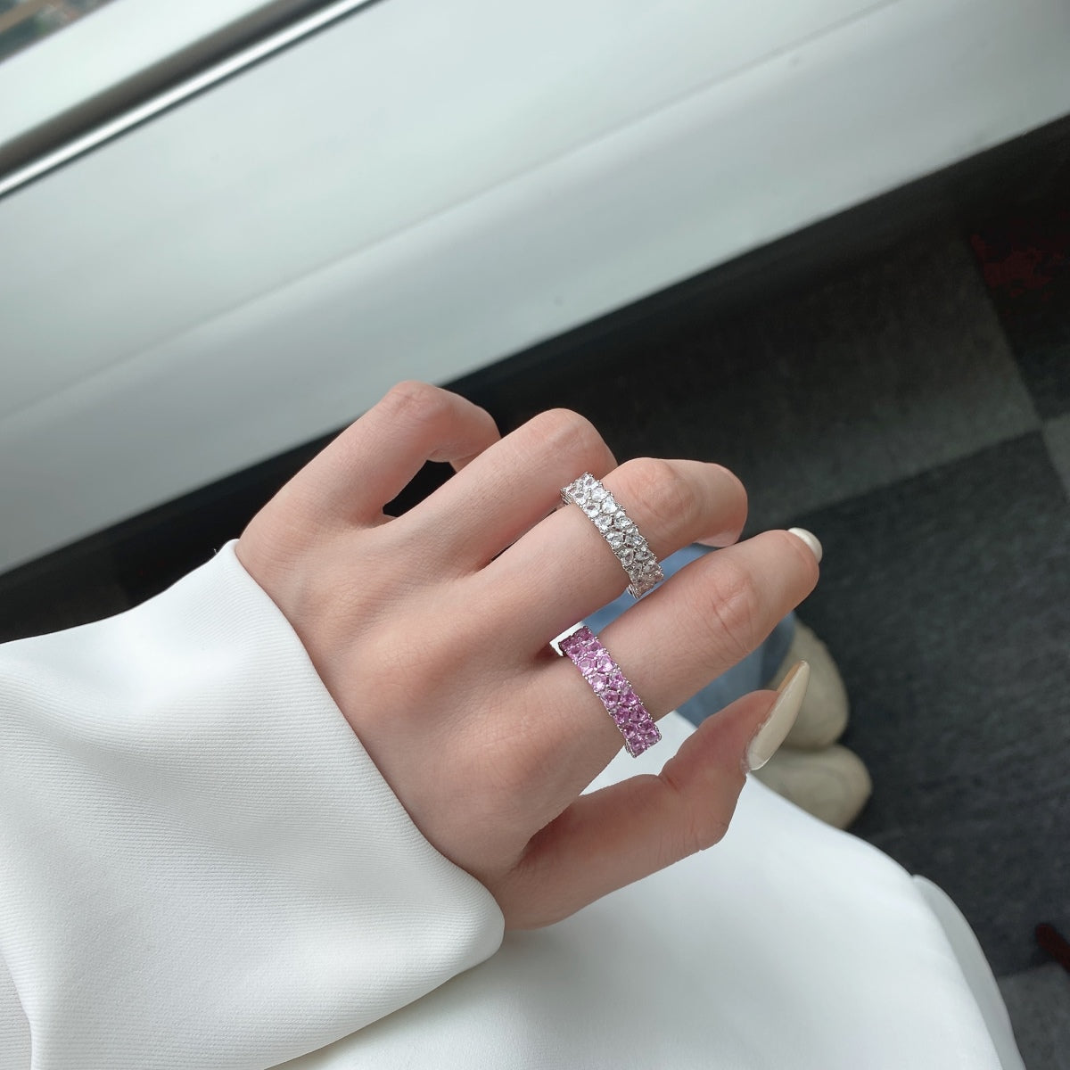 [LuckyStar]Sparkling Full Heart Ring