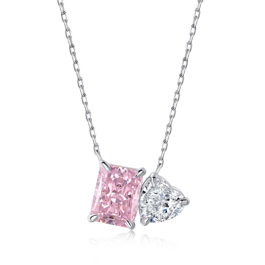 [LuckyStar]Dazzling Square & Heart Shape Necklace