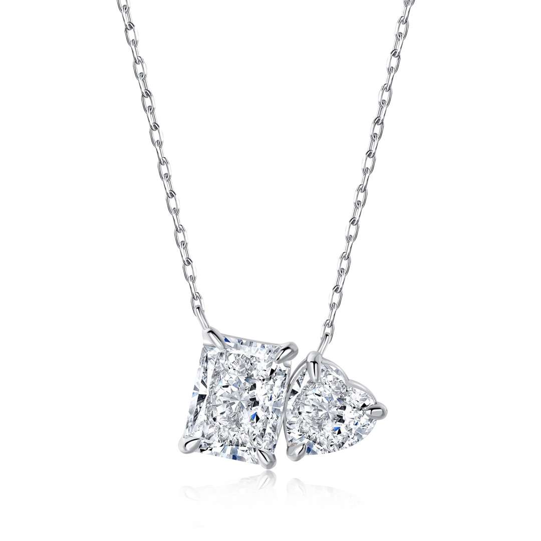 [LuckyStar]Dazzling Square & Heart Shape Necklace