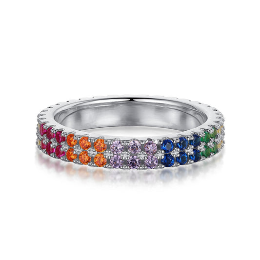 [LuckyStar]Unique Colorful Round Cut Tennis Ring