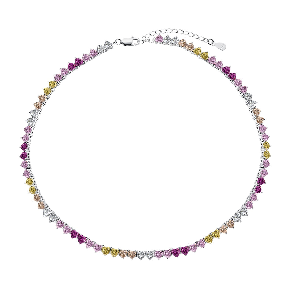 [LuckyStar]Sparkling Colorful Full Heart Tennis Necklace