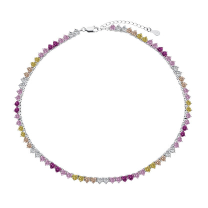 [LuckyStar]Sparkling Colorful Full Heart Tennis Necklace