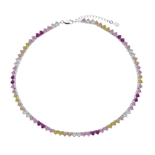 [LuckyStar]Sparkling Colorful Full Heart Tennis Necklace