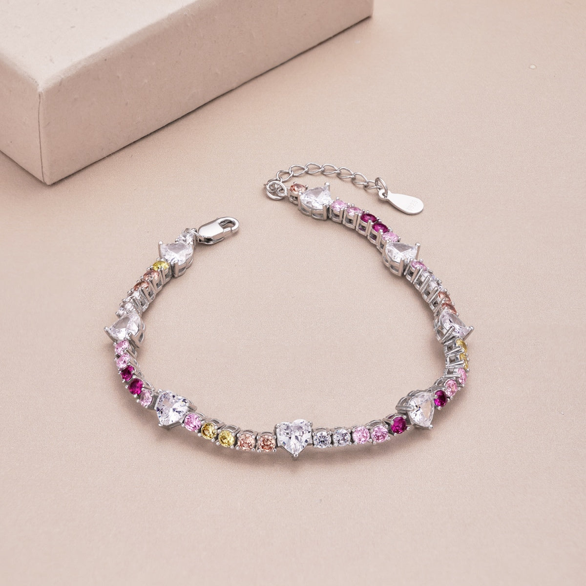 [LuckyStar]Romantic Heart Shape Round Cut Lover Bracelet