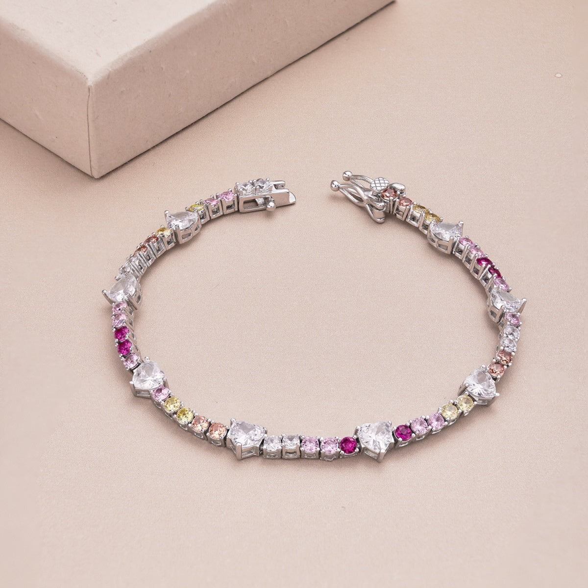 [LuckyStar]Romantic Heart Shape Round Cut Lover Bracelet