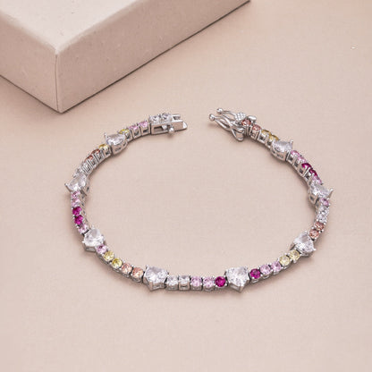 [LuckyStar]Romantic Heart Shape Round Cut Lover Bracelet