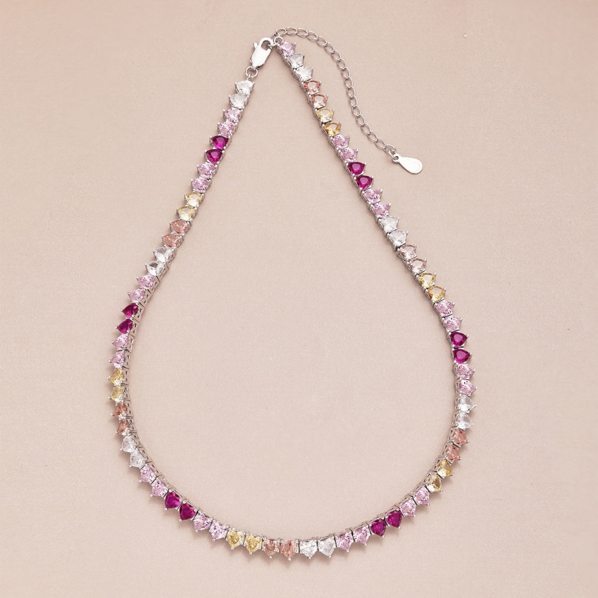 [LuckyStar]Sparkling Colorful Full Heart Tennis Necklace