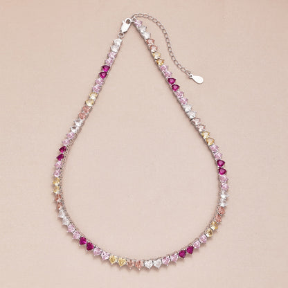 [LuckyStar]Sparkling Colorful Full Heart Tennis Necklace
