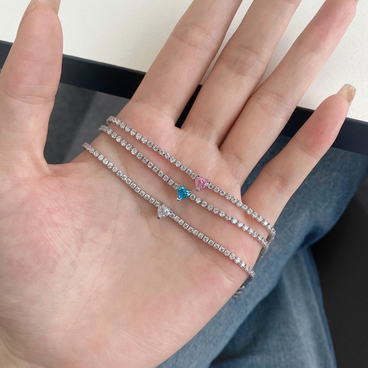 [LuckyStar]0.5 Carat Elegant Romantic Heart Shape Lover Bracelet