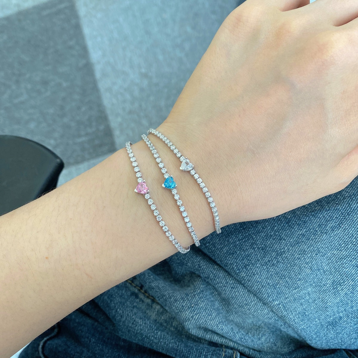 [LuckyStar]0.5 Carat Elegant Romantic Heart Shape Lover Bracelet