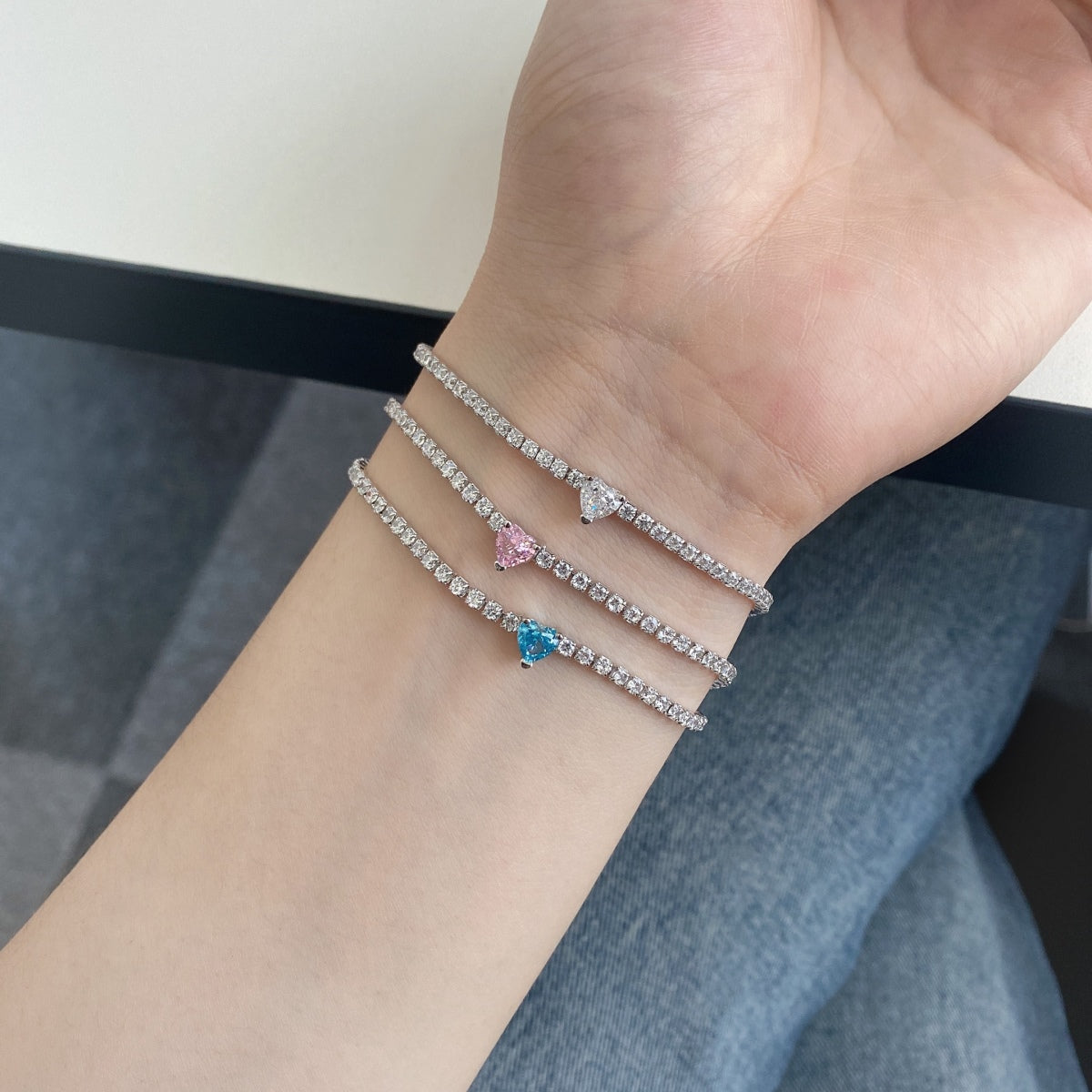 [LuckyStar]0.5 Carat Elegant Romantic Heart Shape Lover Bracelet