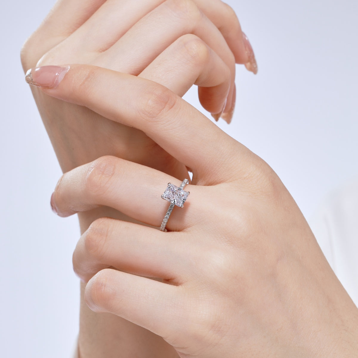 [LuckyStar]2.0 Carat Dazzling Sparkling Radiant Cut Party Ring