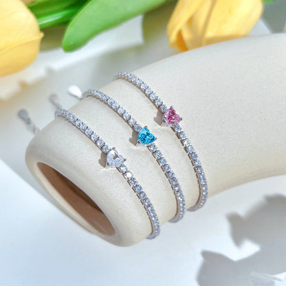 [LuckyStar]0.5 Carat Elegant Romantic Heart Shape Lover Bracelet