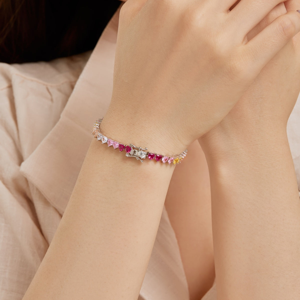 [LuckyStar]Luxurious Colorful Romantic Heart Shape Lover Bracelet