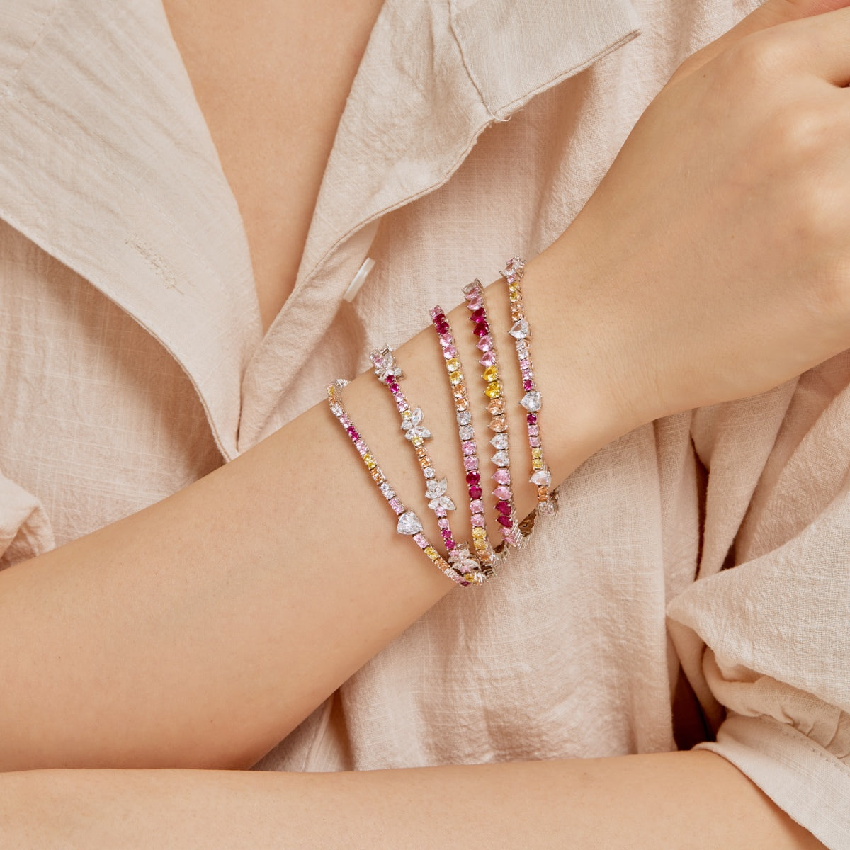 [LuckyStar]Luxurious Colorful Romantic Heart Shape Lover Bracelet