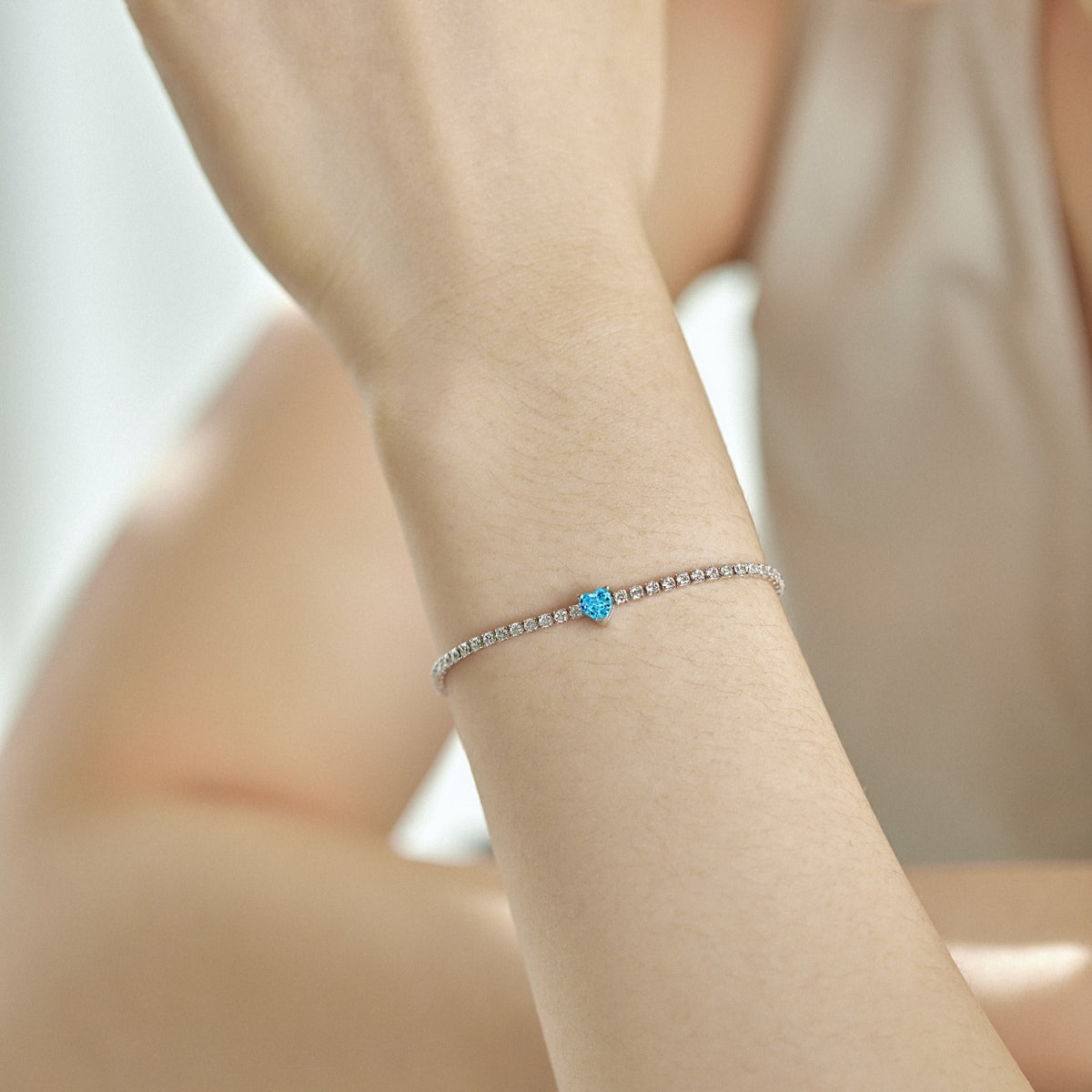 [LuckyStar]0.5 Carat Elegant Romantic Heart Shape Lover Bracelet