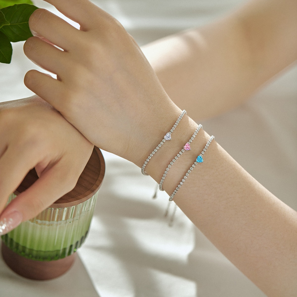 [LuckyStar]0.5 Carat Elegant Romantic Heart Shape Lover Bracelet