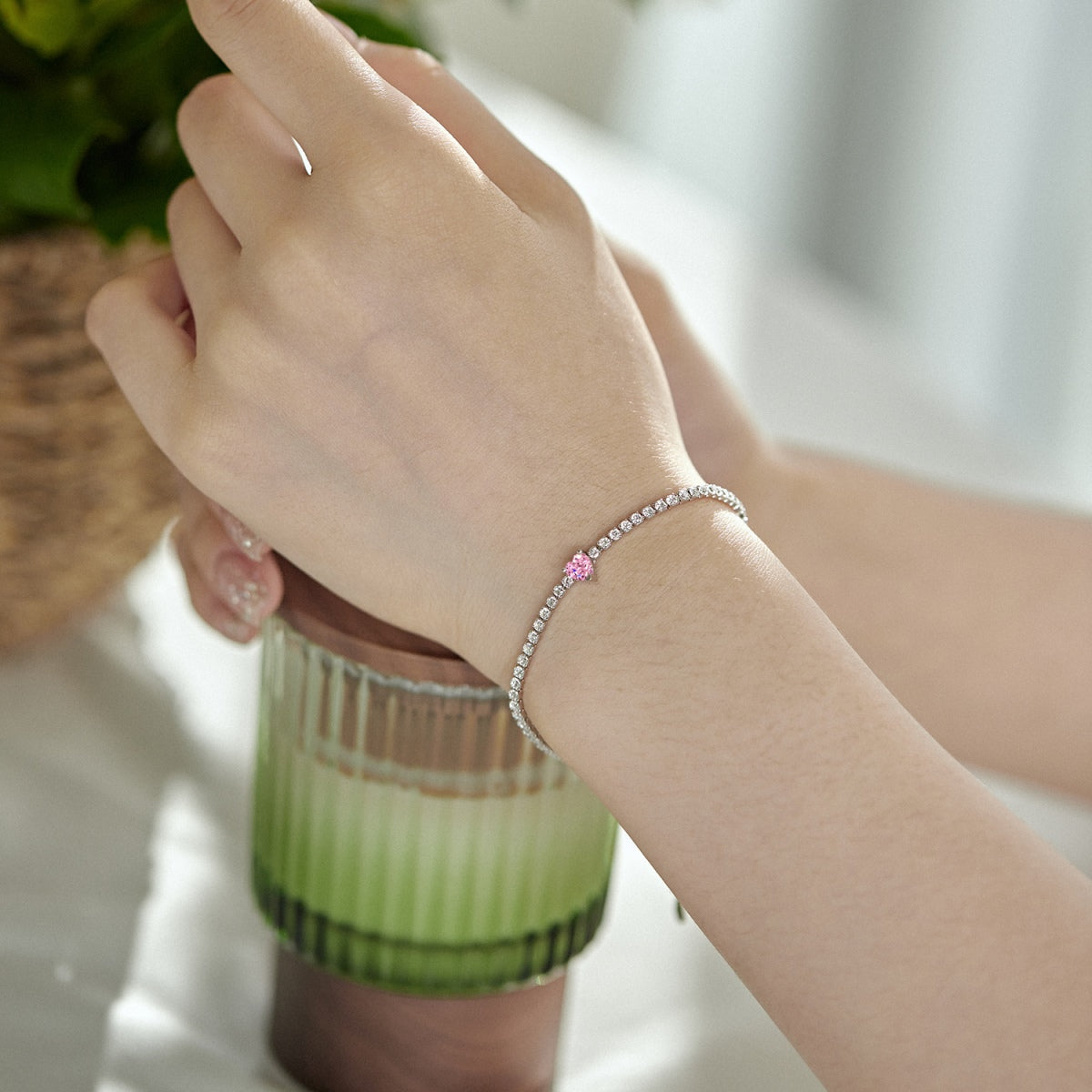 [LuckyStar]0.5 Carat Elegant Romantic Heart Shape Lover Bracelet