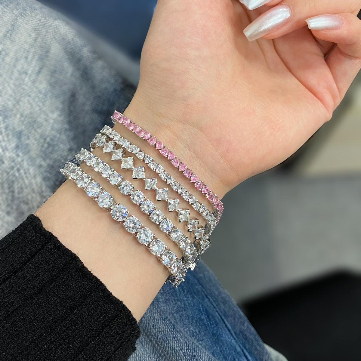 [LuckyStar]0.5 Carat Ornate Princess Cut Daily Bracelet