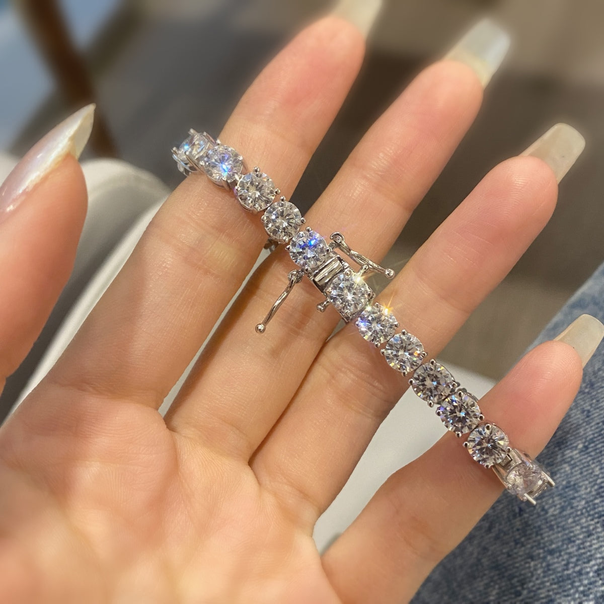 [LuckyStar]0.75 Carat Dazzling Round Cut Wedding Bracelet