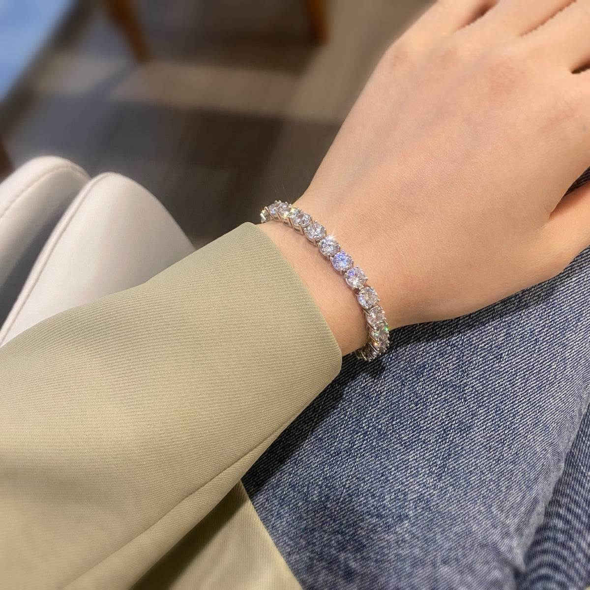 [LuckyStar]0.75 Carat Dazzling Round Cut Wedding Bracelet