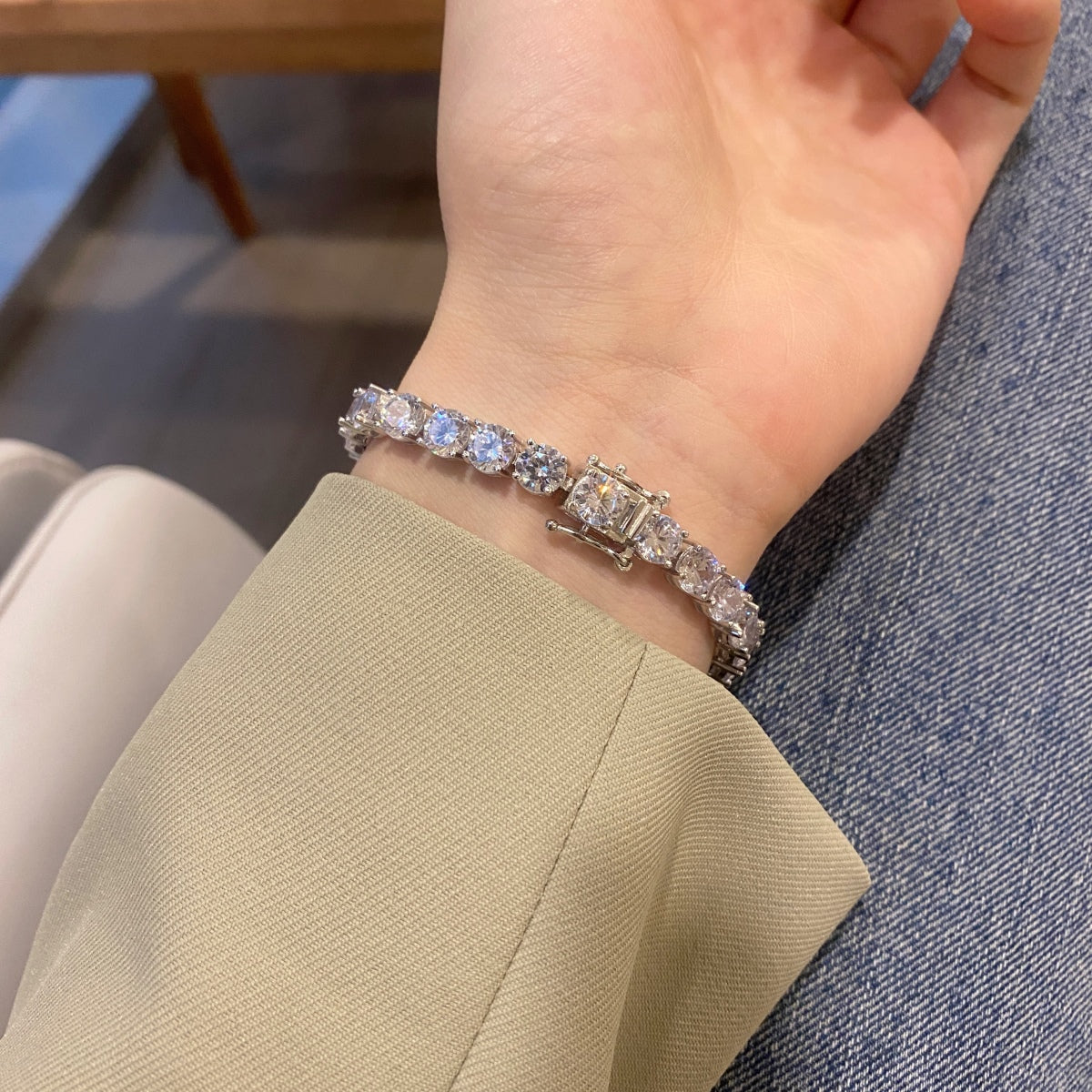 [LuckyStar]0.75 Carat Dazzling Round Cut Wedding Bracelet