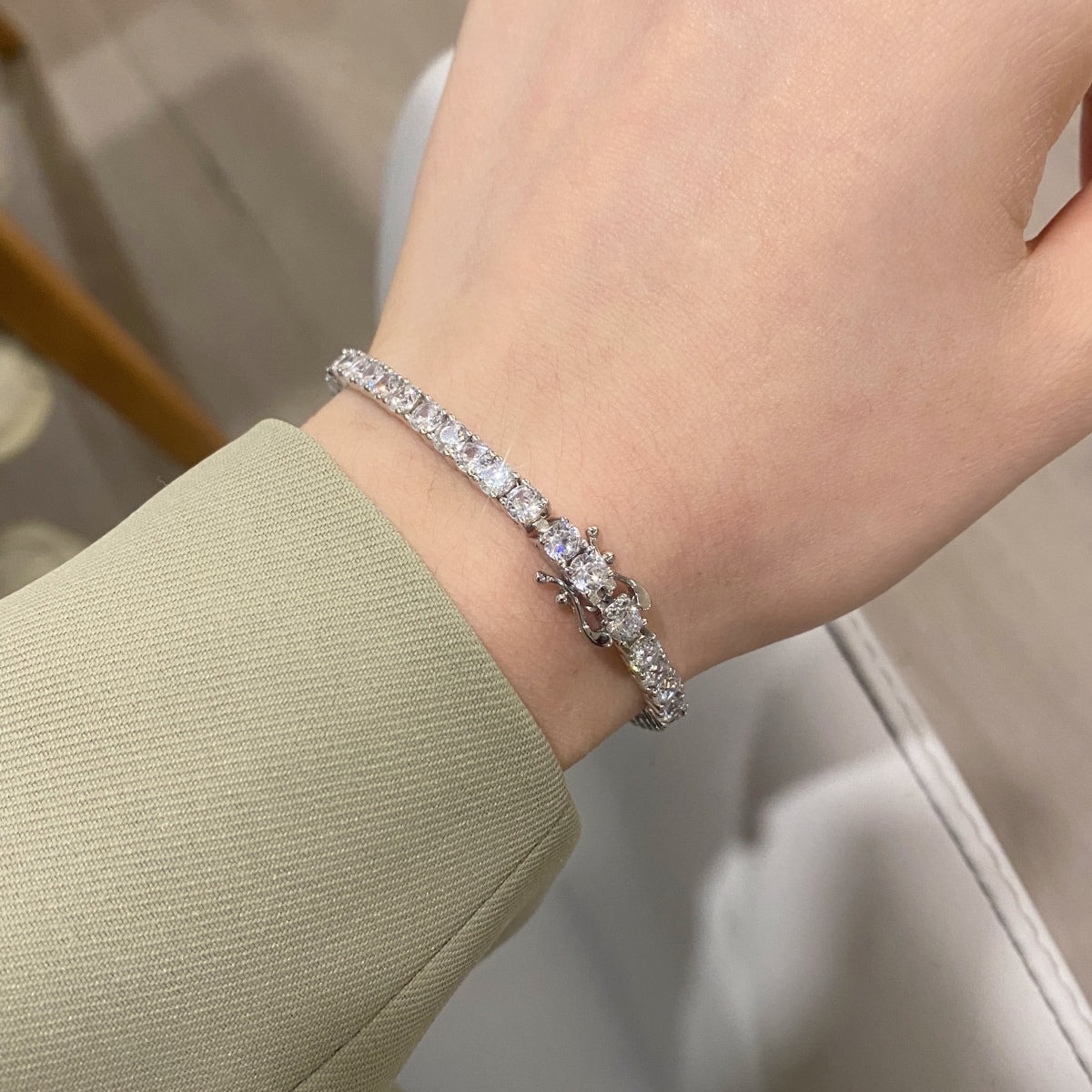 [LuckyStar]Luxurious Ornate Round Cut Tennis Bracelet