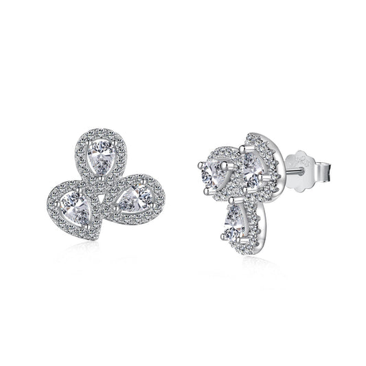 [LuckyStar]Ornate Flower Shape Pear Cut Lover Earrings