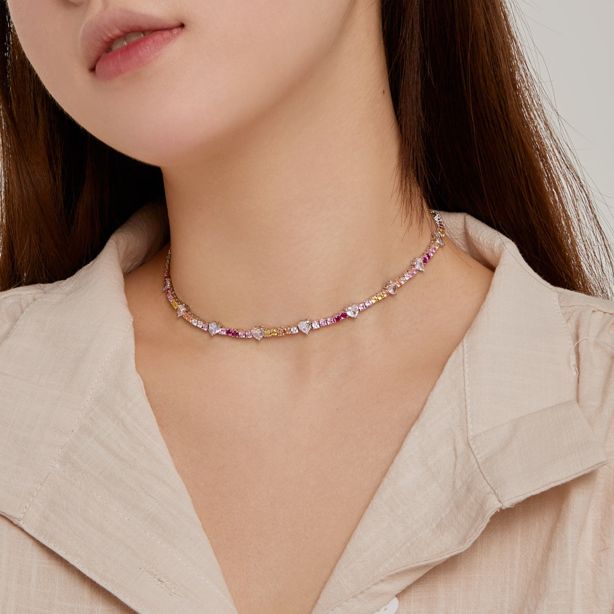 [LuckyStar]Delicate Colorful Rainbow Tennis Chain