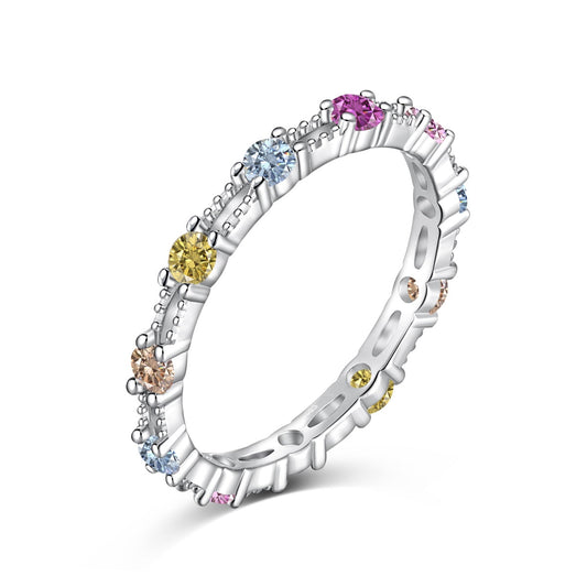 [LuckyStar]Sparkling Colorful Round Cut Tennis Ring