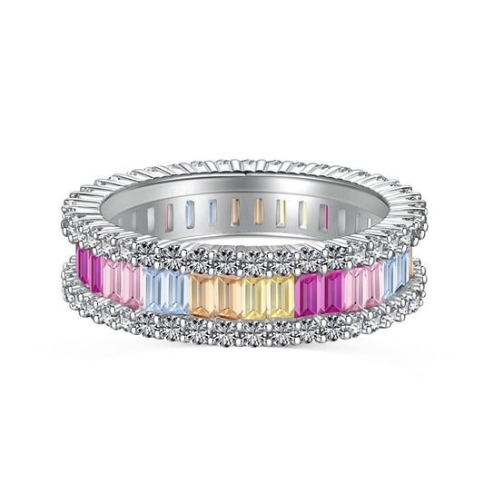 [LuckyStar]Dainty Kaleidoscopic Emerald Cut Daily Ring