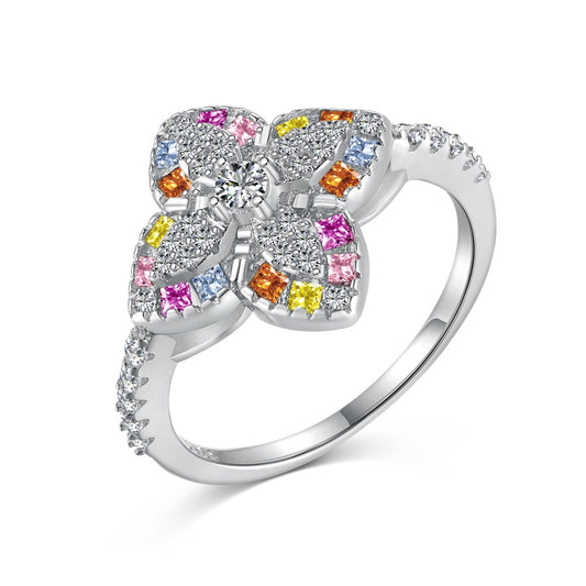 [LuckyStar]Luxurious Colorful Flower Shape Banquet Ring