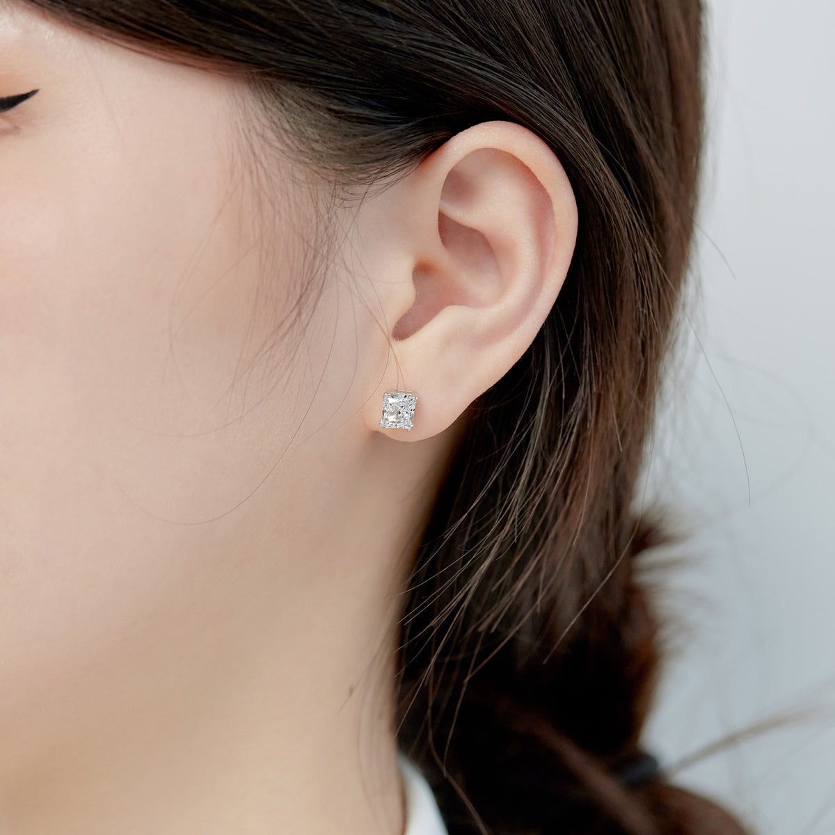 [LuckyStar]1.0 Carat Radiant Princess Cut Wedding Earrings