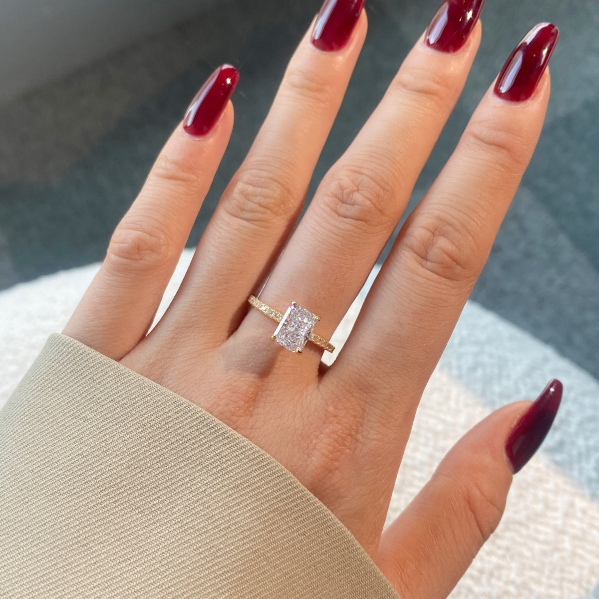 [LuckyStar]2.0 Carat Dazzling Sparkling Radiant Cut Party Ring