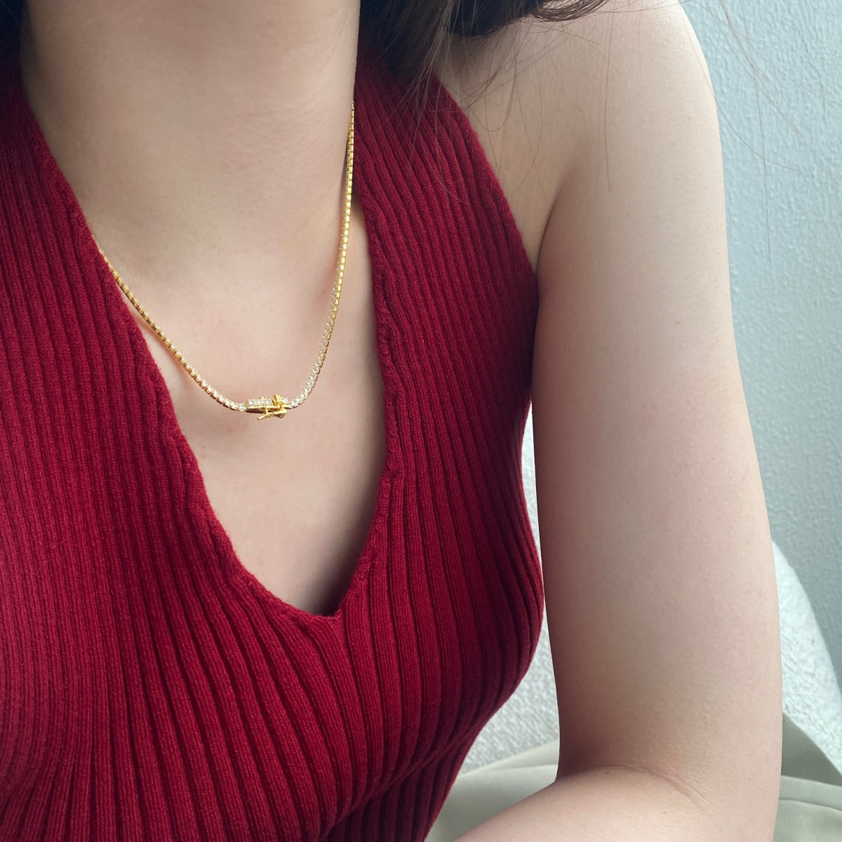 [LuckyStar]Delicate Round Shape Tennis Necklace