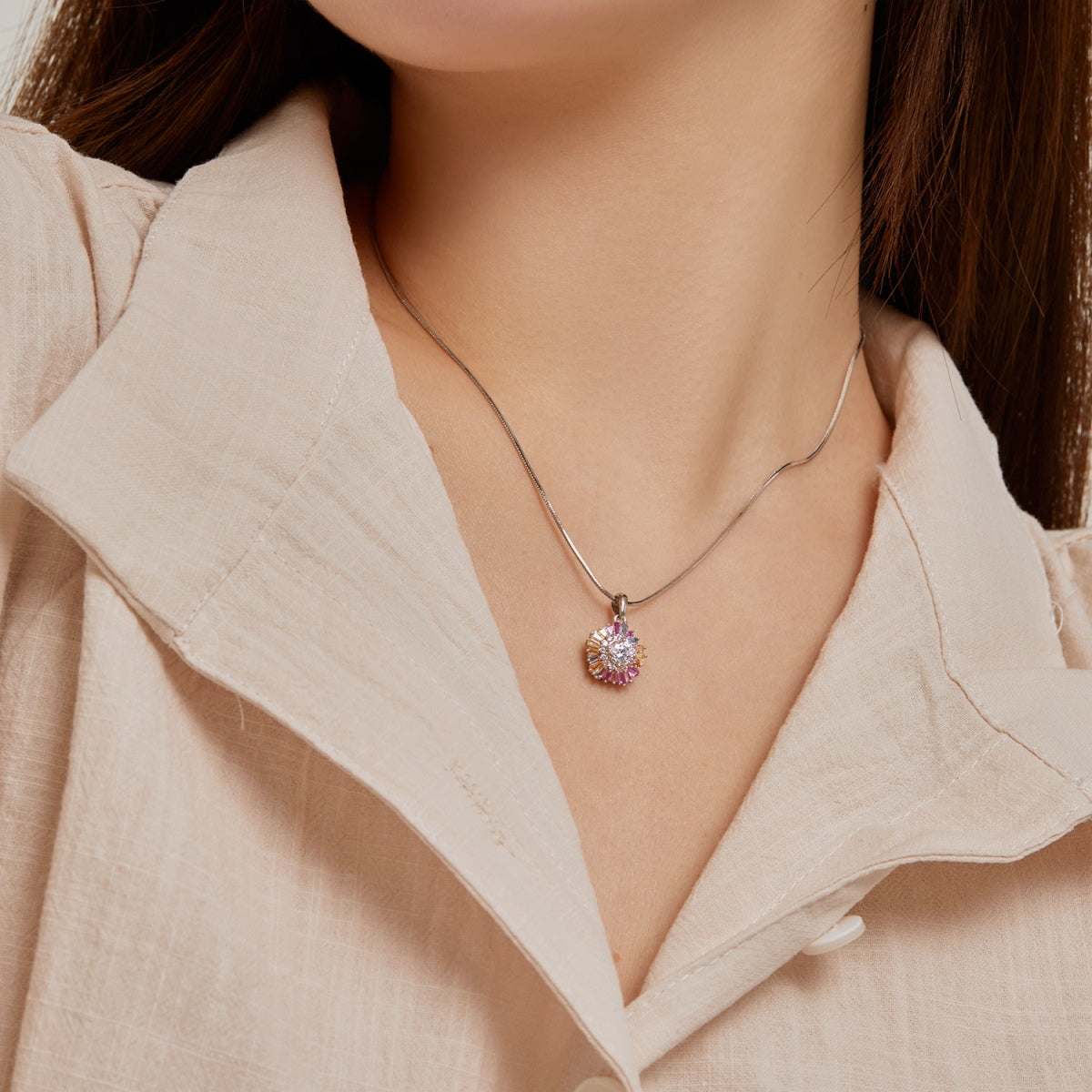 [LuckyStar]Charming Flower Colorful Necklace