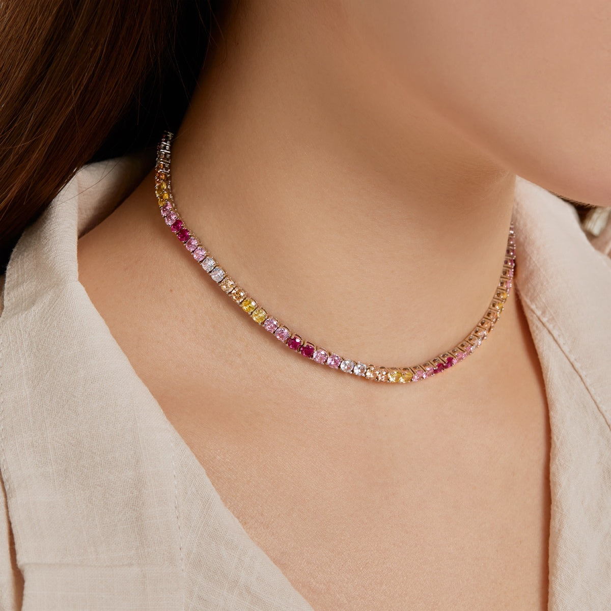 [LuckyStar]Delicate Colorful Tennis Necklace