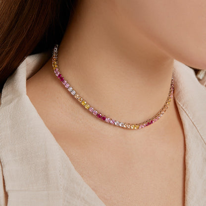 [LuckyStar]Delicate Colorful Tennis Necklace