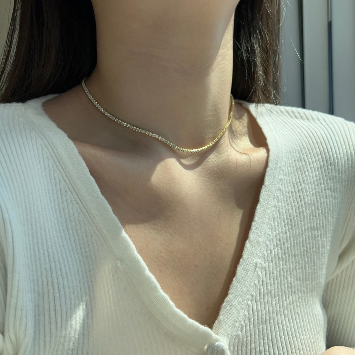 [LuckyStar]Delicate Round Shape Tennis Necklace